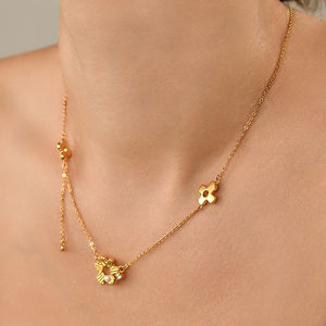 Bijoux plaqués or 18 carats sans ternissement Collier à chaîne délicate avec breloque fleur en argent sterling 925 pour fille - Product Image 5