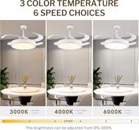 Ventilateur de plafond rétractable intelligent moderne de 42 pouces avec lumière LED et télécommande