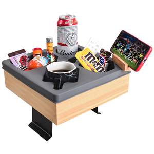 Plateau porte-gobelet en bois d'acacia avec endoprothèse réglable en silicone et anti-déversement pour canapé - Product Image 2