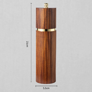 Ensemble moulin à sel et à poivre manuel réglable en bois naturel de 8 pouces, personnalisable, avec broyeur en céramique, accents dorés, cadeau écologique - Product Image 2