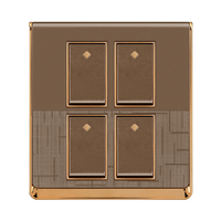 JUBEN Interrupteur mural 4 modules 1 voie, marron, PC, 4 prises, 10A 250V, Modèle A2-5-007