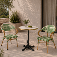 Fauteuil de bistrot français en rotin PE tressé géométrique moderne et léger pour terrasse, jardin et café