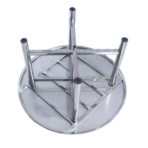 Bàn ăn tròn bằng thép không gỉ, di động, tháo rời được, dùng cho nhà hàng thương mại, khách sạn, tiệc chiêu đãi, sự kiện trong nhà/ngoài trời - Product Image 3