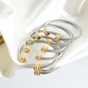 Roestvrijstalen Open Kabel Draad Armbanden Voor Vrouwen Beroemde Merk Sieraden Dames Zilveren Manchet Armband Groothandel