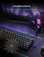 Microphone de jeu professionnel RGB pour ordinateur, filaire USB, à condensateur, avec directivité omnidirectionnelle, portable, léger, avec suspension antichoc