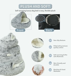 Nuovo Letto per Gatti in Peluche 2023, Lavabile, con Cappuccio, a Forma di Caverna, Comodo Letto Rotondo Invernale per Animali Domestici, Tappetino per Cani da Interno - Product Image 3