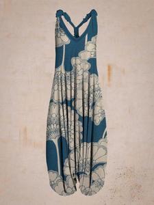 Boho Casual <strong>Jumpsuits</strong> Women Casual Floral Print Rompers Loose Plus <strong>Size</strong> Casual Sleeveless Strappy <strong>Jumpsuit</strong> Vintage Ethnic Style - Product Image 5