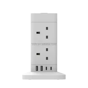 UK Standard Surge Protector Wall Mount New Power Strip With USB Charging Ports 8 Way Outlet Extension Plug Socket