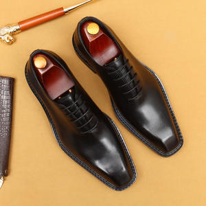 Zapatos de cuero formales para hombre estilo Oxford con punta cuadrada, cuero genuino, cómodos y de diseño de una sola pieza. - Product Image 4