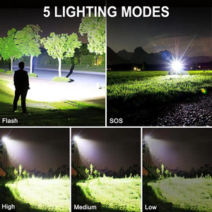 Lampes de poche tactiques LED rechargeables super lumineuses de qualité industrielle, 25000 lumens, 5 modes et étanches IPX7, 80X - Product Image 6