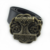 Boucle de ceinture rétro en alliage de zinc plaqué lisse, motif marteau de Thor, style cowboy western musical
