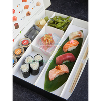 Boîte d'emballage en papier jetable pour sushis à emporter, boîte à lunch bento, boîte à sushis à emporter avec compartiments