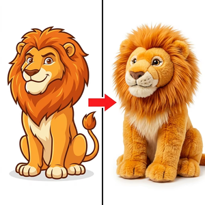 Mascotte Personalizzata <span class=keywords><strong>Leone</strong></span> Reale in Peluche Bicolore con Pelliccia Morbida, Campione OEM Realizzato su Base di Schizzi Animali Disegnati a Mano Esclusivi - Product Image 1