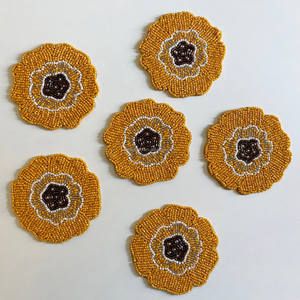 2025 Factory Wholesale Custom Cute <b>Blue</b> Yellow Pineapple Beaded <b>Placemats</b> Mug Rug Coaster Custom Design - Product Image 5