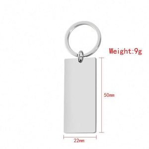 Rectangle Silver Rose Gold Black Keyring Custom Blanks Engrave Logo Strip Bar DIY Stainless Steel Metal Mirror Polished <b>Keychain</b> - Product Image 5