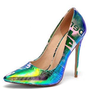 Escarpins à talons hauts pour femmes avec imprimé fluorescent, faible MOQ, chaussures à talons aiguilles pour femmes, grandes tailles 45, chaussures habillées - Product Image 2