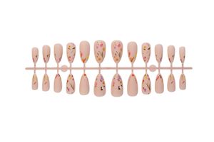Flores coloridas dibujadas a mano <span class=keywords><strong>de</strong></span> alta calidad, <span class=keywords><strong>Uñas</strong></span> postizas artificiales, arte <span class=keywords><strong>de</strong></span> almendra esmerilada Rosa dulce, puntas cortas, <span class=keywords><strong>uñas</strong></span> artificiales - Product Image 5