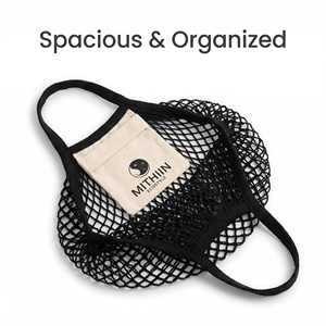 Hot Selling Cotton Mesh Tote Bag Large Capacity Travel Beach Bag Portable Women Handbag with Inner Pocket - Product Image 1