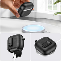 Étui de protection complet en cuir PU de luxe pour casque pour Airpods 4 avec anneau en métal étui pour écouteurs anti-poussière pour Airpods Pro 2