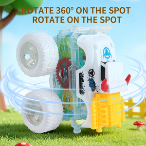 Juguete de Plástico para Niños en Oferta, Estilo Tiburón, Carro de Toros, Estilo Dibujos Animados, Coche de Fricción de Doble Inercia con Luces - Product Image 3
