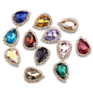Gota de agua de colores mezclados para coser diamantes de imitación con cristal de garra dorada Strass para ropa en vestido de baile Darments Decoración - Product Image 6