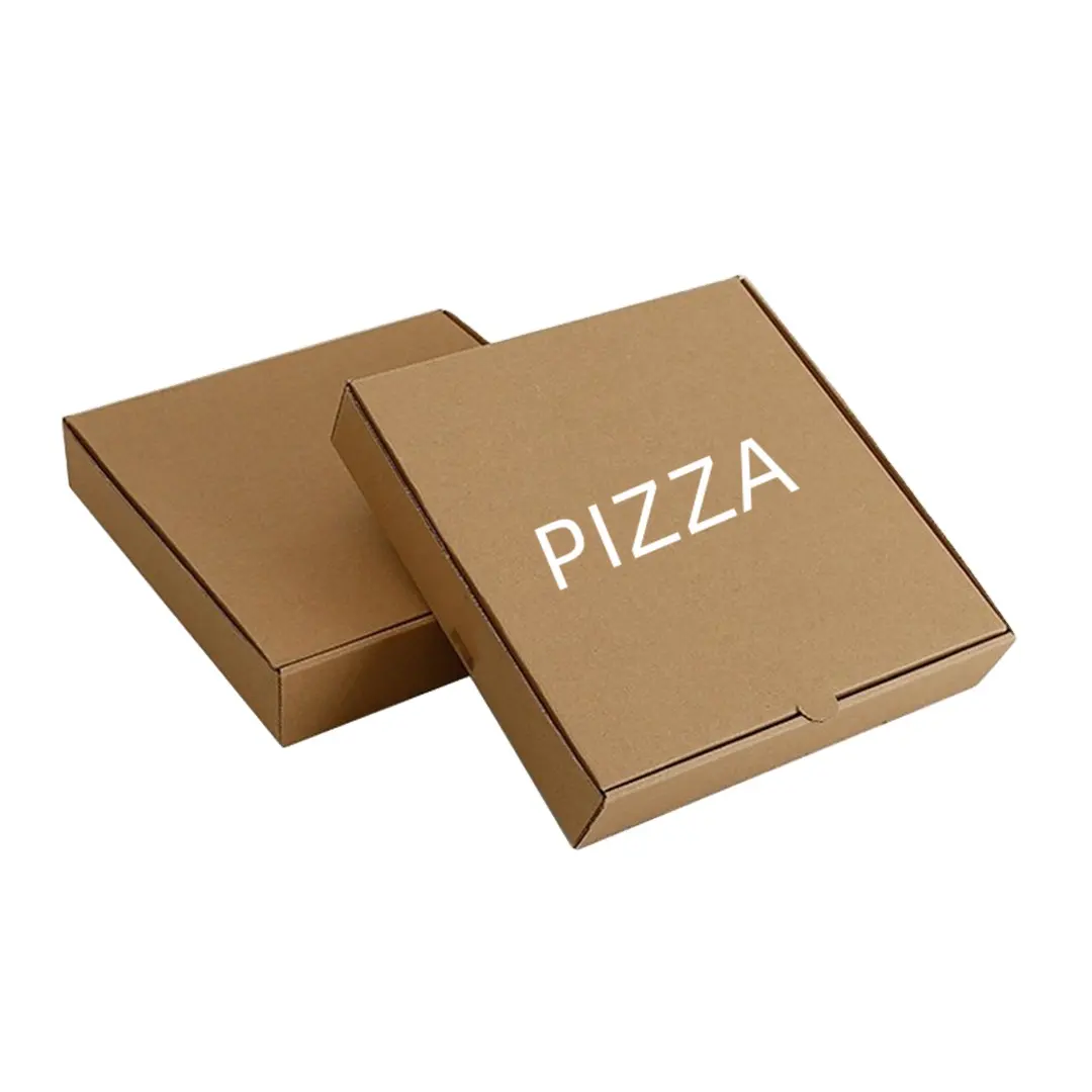 Vente en gros de boîtes en carton d'emballage avec logo personnalisé Boîtes à pizza en papier ondulé imprimé Boîte à pizza en carton ondulé jetable