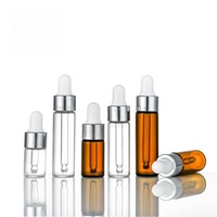 Échantillon gratuit de flacon compte-gouttes en verre transparent circulaire de 1 ml, 2 ml, 3 ml, 5 ml pour crème de soin de la peau, nettoyant visage, gouttes pour les yeux