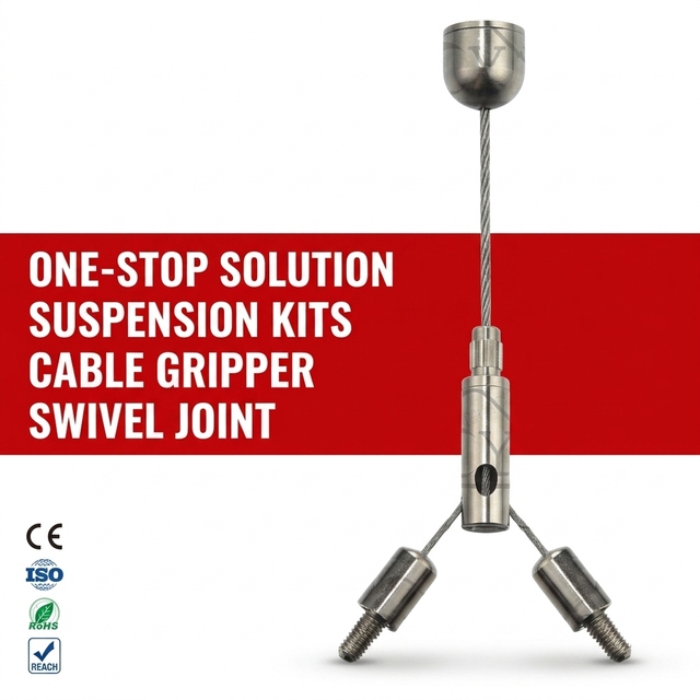 China Manufacturer Hanging Cable Kit Led Light Hanging Kits Wire Rope Panel Suspension Kit