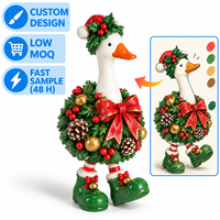 Figurine de canard en résine personnalisée, cadeau de Noël, miniature artisanale en résine, statue de personnage décorative, objets d'art en résine
