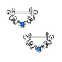 YICAI Anneau de piercing pour téton en acier inoxydable, série bleue, anneau de téton en forme de cœur et de lune, bijoux pour femmes et hommes