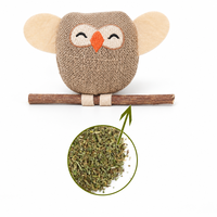 Jouet pour chat avec herbe à chat et bâton de silvervine, jouet interactif naturel pour chat en forme de hibou, jouets à plumes pour chats d'intérieur