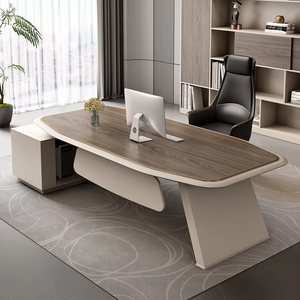 Bureau de direction moderne de luxe avec armoire latérale, plateau en bois et chaise en cuir – Mobilier de bureau de luxe pour PDG et dirigeants - Product Image 3