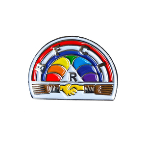 Broche de revers maçonnique, badge commémoratif, poignée de main arc-en-ciel, broche en métal, design créatif BLM86, taille 2.6*1.8cm - Product Image 1