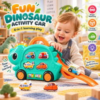Voiture jouet personnalisée dinosaure avec piste de rangement, lumières, sons, conduite simulée, glissement inertiel, véhicule éducatif pour tout-petits
