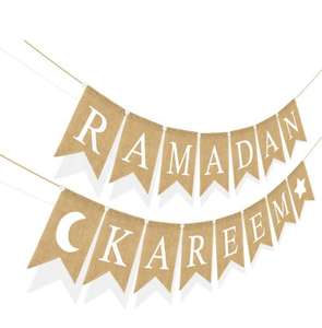 Bannière en toile de jute Joyeux Aïd Moubarak, Décoration de fête Joyeux Ramadan Kareem, Décor mural suspendu, Fournitures pour fête d'anniversaire - Product Image 3