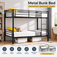 Lit superposé en acier de haute qualité, moderne, double sur double, avec cadre robuste et protection de sécurité, mobilier de chambre à coucher, direct usine