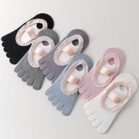 Chaussettes de yoga OEM en gros avec logo, à volants, respirantes, pour sports d'été, à bout ouvert, à cinq doigts, antidérapantes pour Pilates