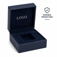 Marineblaue Kreuzstrukturierte Starre Umweltfreundliche Recycelbare Biologisch Abbaubare Schmuckbox mit Prägung für Ringe Kleine Anpassbare Größe