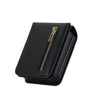Casing Kulit Lipat Anti Jatuh dengan Kantong Koin Ber-resleting, Casing Ponsel Kulit Lembut Modis untuk Samsung Z Flip 5 6 7 8