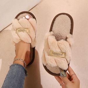 Women's Plush Fuzzy for Home Fur Open-Toe <b>Slides</b> Autumn Winter Indoor Silent Comfort EVA Soft-Soled Bedroom Warm Flip Flops - Product Image 5