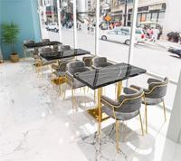 Ensemble de mobilier de restaurant moderne avec canapé en bois, banquette en cuir et tissu, table et chaises pour hôtel et cuisine