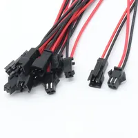 10 Pasang 2X15CM JST SM 2-Pin Kabel Konektor Kawat Jantan Kabel Pigtail Lampu Strip LED Lampu Pita Tembaga PVC IP68 Plug