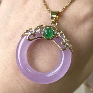 Collier en jade couleur lavande avec pendentif <span class=keywords><strong>dragon</strong></span>, collier papillon en jade, collier Bouddha rieur - Product Image 5