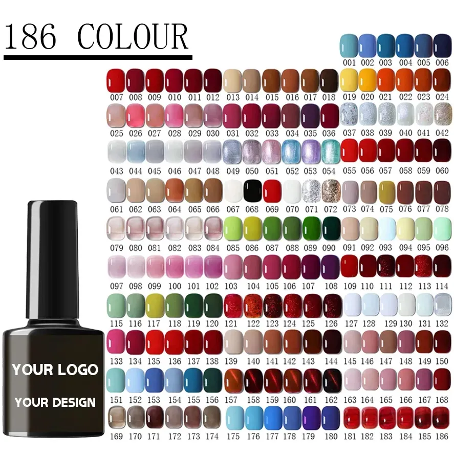 2023 Пользовательский логотип 186 цветов стойкий клей для ногтей УФ Гель-лак кошачий глаз набор гель-лаков