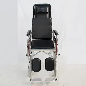 Katlanır çelik tekerlekli sandalye hastane için yüksek geri uzanmış tekerlekli sandalye tekerlekli sandalye