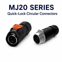 Connecteur étanche IP67 rond mâle-femelle en métal à verrouillage sécurisé anti-mis-insertion MJ20, le plus vendu