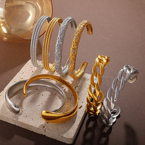 Stainless Steel <b>Bracelet</b> 18K Gold Plated <b>Crystal</b> Rhinestone Women's Fashion Jewelry Gift - Product Image 1