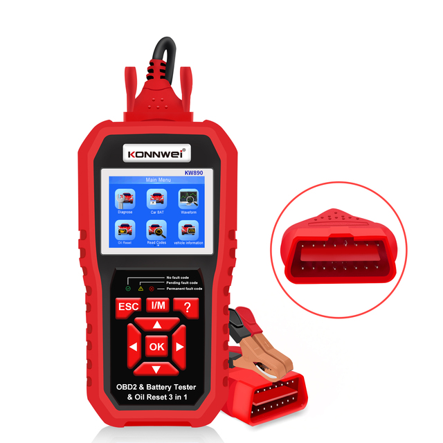 KONNWEI KW890 Universal Automotive OBD2 Diagnostic Scanner with DPF Regeneration Oil Light Reset Battery Tester for Cars