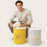 Grand panier à linge écologique et durable, imperméable, en coton et lin, avec cordon de serrage, design moderne pour placard