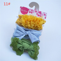 3 Pcs/set Bandeaux pour bébé nouveau-né filles Nœud papillon Fleur Truban Bandeaux pour cheveux pour enfants Couvre-chef Accessoires pour cheveux de bébé
